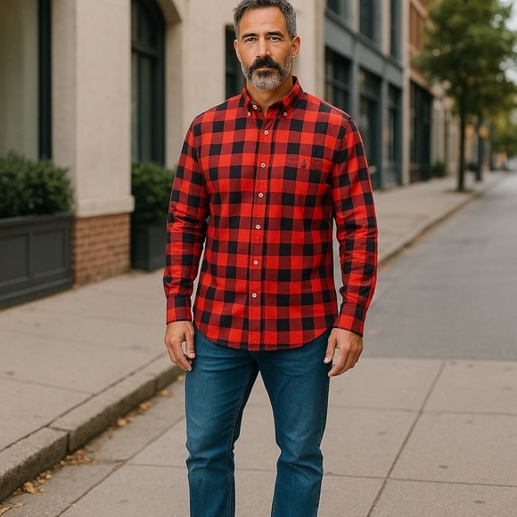 Ralph Lauren Flannel Red Black Checkered Plaid Button Down Shirt Mens Size 3XB - Picture 2 of 9